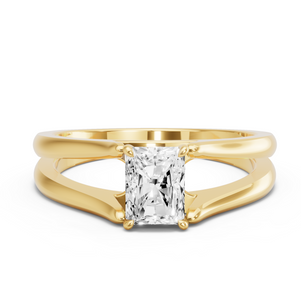 Image for Radiant Diamond Tulip Ring with Split Ring Solitaire band