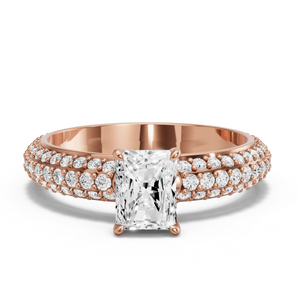 Image for Radiant Diamond Tulip Ring with Triple Row Pave band