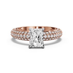 Image for Radiant Diamond Tulip Ring with Triple Row Pave band