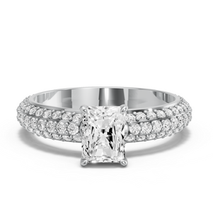 Image for Radiant Diamond Tulip Ring with Triple Row Pave band