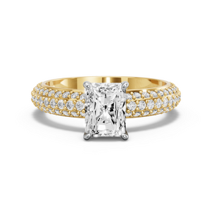 Image for Radiant Diamond Tulip Ring with Triple Row Pave band