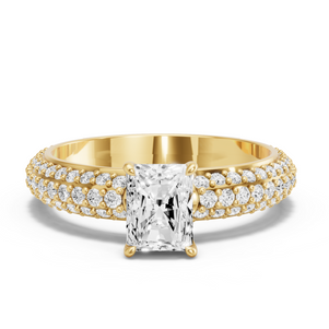 Image for Radiant Diamond Tulip Ring with Triple Row Pave band