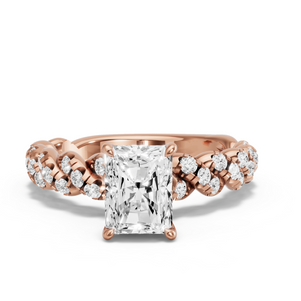 Image for Radiant Diamond Tulip Ring with Twist Pave band