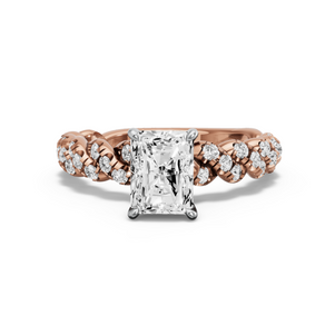 Image for Radiant Diamond Tulip Ring with Twist Pave band