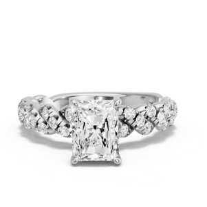 Image for Radiant Diamond Tulip Ring with Twist Pave band