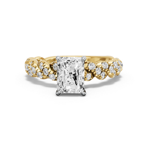 Image for Radiant Diamond Tulip Ring with Twist Pave band