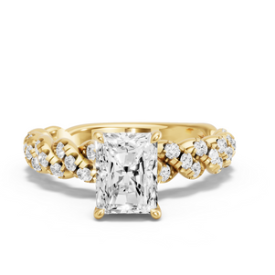 Image for Radiant Diamond Tulip Ring with Twist Pave band