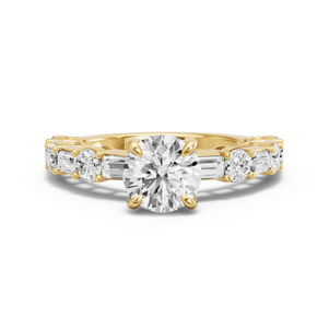 Image for Round Diamond Tulip Ring with Alternating Baguette band