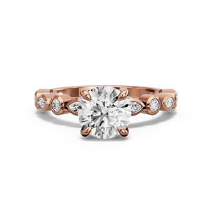 Image for Round Diamond Tulip Ring with Alternating Marquise band
