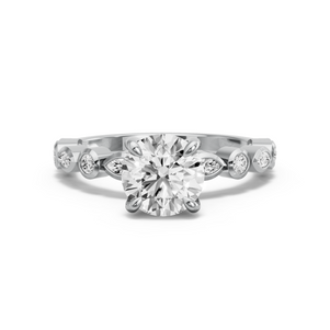 Image for Round Diamond Tulip Ring with Alternating Marquise band