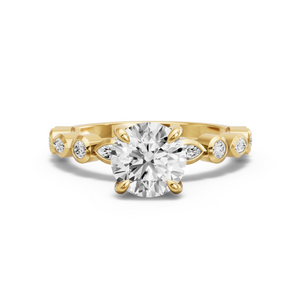 Image for Round Diamond Tulip Ring with Alternating Marquise band