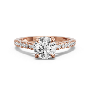 Image for Round Diamond Tulip Ring with Cathedral Pave band