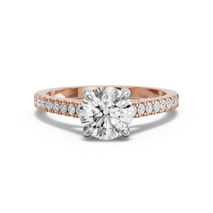 Image for Round Diamond Tulip Ring with Cathedral Pave band