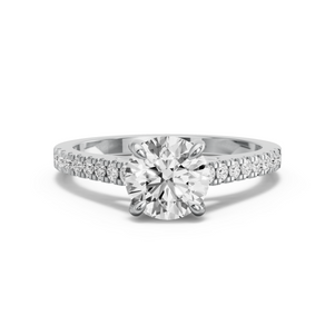Image for Round Diamond Tulip Ring with Cathedral Pave band
