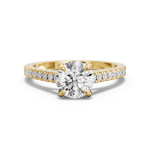 Image for Round Diamond Tulip Ring with Cathedral Pave band