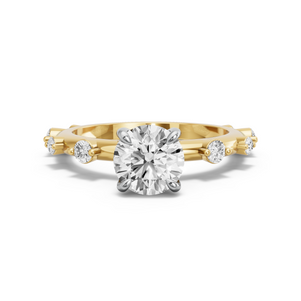 Image for Round Diamond Tulip Ring with Floating Station band