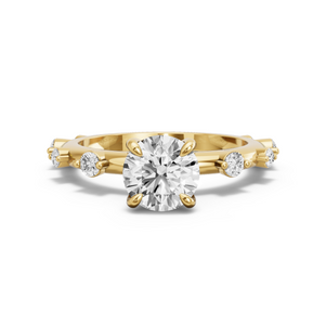 Image for Round Diamond Tulip Ring with Floating Station band