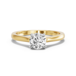 Image for Round Diamond Tulip Ring with Knife Edge Cathedral band
