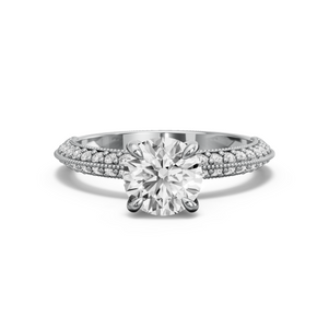 Image for Round Diamond Tulip Ring with Knife Edge Pave band