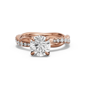 Image for Round Diamond Tulip Ring with Rope Pave band