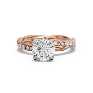 Image for Round Diamond Tulip Ring with Rope Pave band