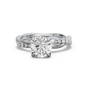 Image for Round Diamond Tulip Ring with Rope Pave band