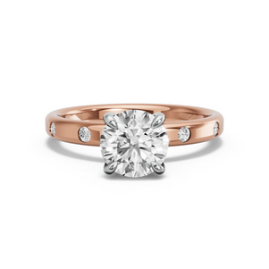 Image for Round Diamond Tulip Ring with Sleek Accent band