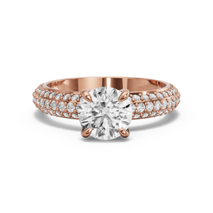 Image for Round Diamond Tulip Ring with Triple Row Pave band