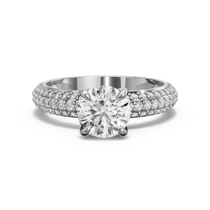 Image for Round Diamond Tulip Ring with Triple Row Pave band