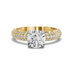 Image for Round Diamond Tulip Ring with Triple Row Pave band