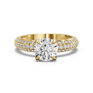 Image for Round Diamond Tulip Ring with Triple Row Pave band