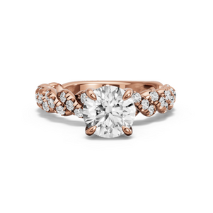 Image for Round Diamond Tulip Ring with Twist Pave band