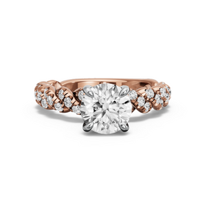 Image for Round Diamond Tulip Ring with Twist Pave band