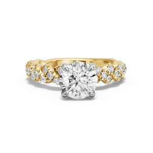 Image for Round Diamond Tulip Ring with Twist Pave band