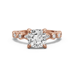 Image for Square Cushion Diamond Tulip Ring with Alternating Marquise band