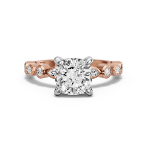 Image for Square Cushion Diamond Tulip Ring with Alternating Marquise band