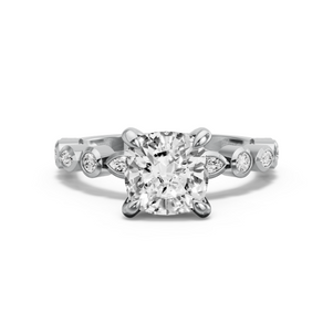Image for Cushion Diamond Tulip Ring with Alternating Marquise band
