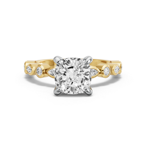 Image for Square Cushion Diamond Tulip Ring with Alternating Marquise band