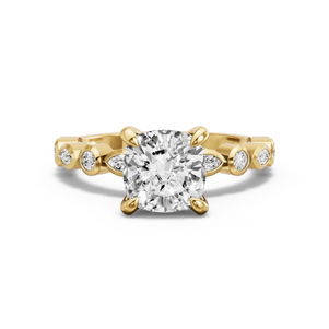Image for Cushion Diamond Tulip Ring with Alternating Marquise band
