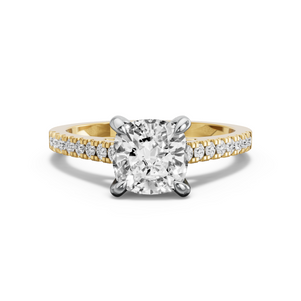 Image for Cushion Diamond Tulip Ring with Cathedral Pave band