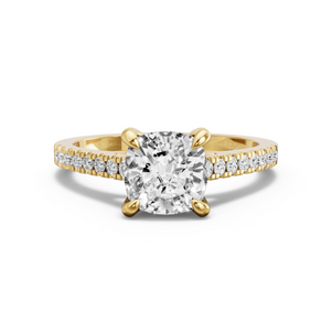 Image for Square Cushion Diamond Tulip Ring with Cathedral Pave band