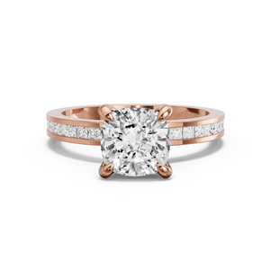 Image for Square Cushion Diamond Tulip Ring with Channel band