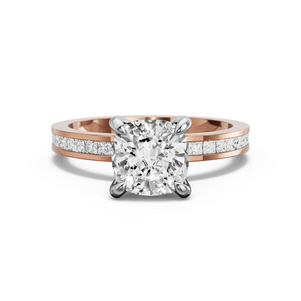 Image for Square Cushion Diamond Tulip Ring with Channel band