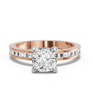 Image for Cushion Diamond Tulip Ring with Channel band