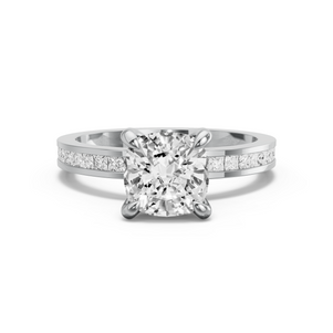 Image for Cushion Diamond Tulip Ring with Channel band