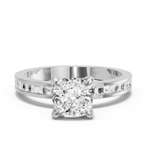 Image for Cushion Diamond Tulip Ring with Channel band
