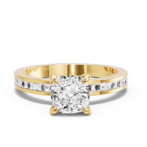 Image for Cushion Diamond Tulip Ring with Channel band