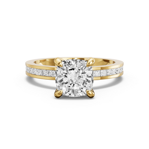 Image for Square Cushion Diamond Tulip Ring with Channel band