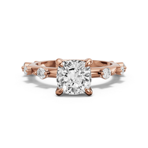 Image for Square Cushion Diamond Tulip Ring with Floating Station band