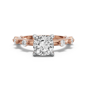 Image for Square Cushion Diamond Tulip Ring with Floating Station band